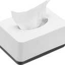Uxcell Tissue Box Cover, Plastic Rectangle Modern Facial Tissue Box Holder Desktop Napkin Organizer Container for Living Room Bedroom Office Hotel Desk Car, White