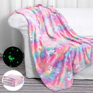 SALIMAH Glow in The Dark Blanket Unicorns Gifts for Girls, Toys for Girls Age 2 3 4 5 6 7 8 9 10 Year Old, Soft Kids Blankets Gifts for Grandkids Teens for Christmas Birthday, 50"x60"