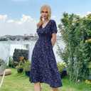 Surplice Front Ditsy Floral A-line Dress, S