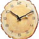 14 Inch Wood Grain Wall Clock - Silent Quartz Battery Powered Arabic Numerals Decorative