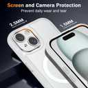 3 x WRJ for iPhone 15 Case, Slim Translucent Matte Magnetic Case for Women Men [Compatible with Magsafe][Enhanced Camera Protection] Anti-Fingerprints Shockproof Cover with Screen Protector-Transparent