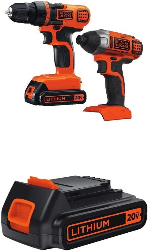 BLACK+DECKER BDCR20B 20V Max Lithium Bare Reciprocating Saw with Black & Decker 20V MAX Drill/Driver Impact Combo Kit