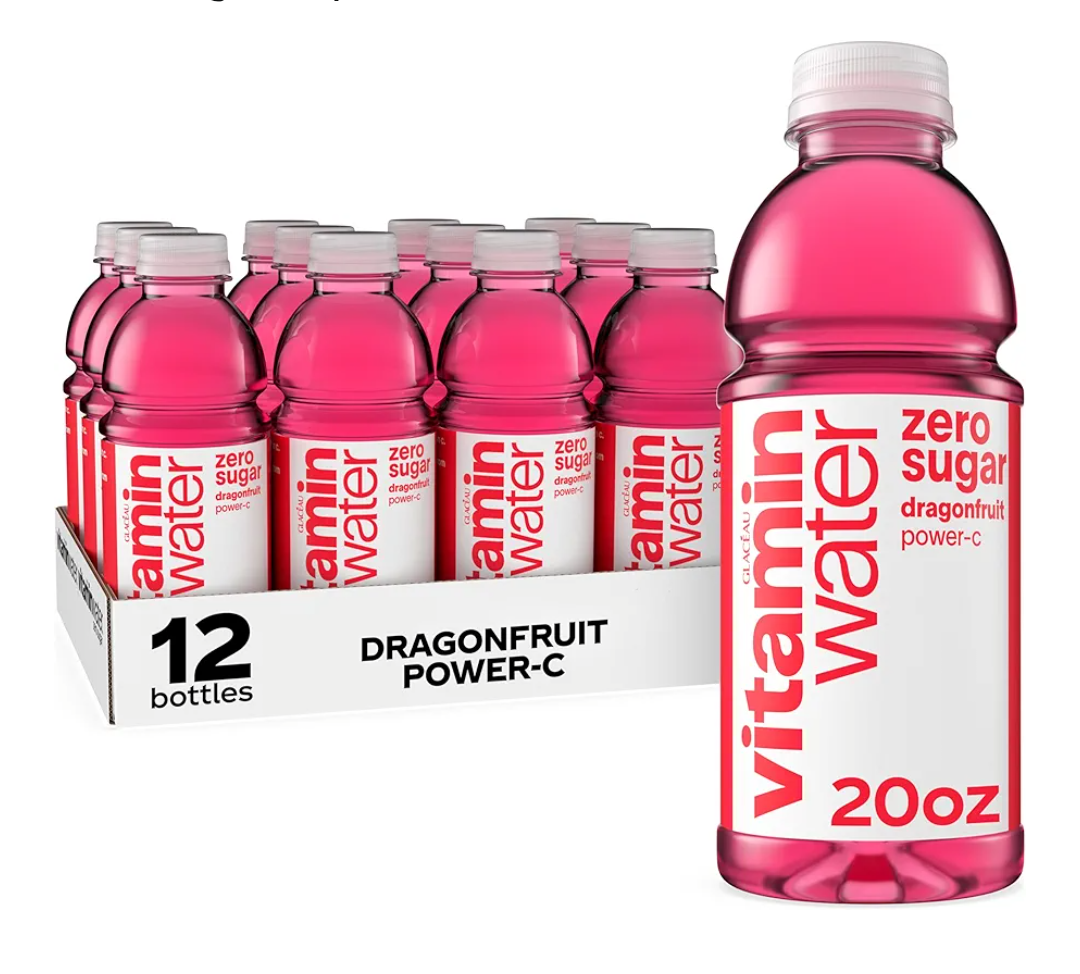 vitaminwater zero sugar power-c, electrolyte enhanced water w/vitamins, dragonfruit drinks, 20 fl oz (Pack of 12, BB: 02/09/2026)