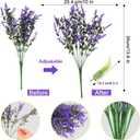 Janinka 24 Bundles Artificial Lavender Flowers False Outdoor Flowers UV Resistant Plastic Artificial Plants Fake Shrubs Bouquet Greenery Bushes for Outdoor Garden Home (Purple)