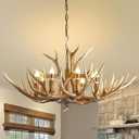 Antlers Chandelier 8 Light,Deer Chandelier Fixtures,Rustic Farmhouse Horn Antler Lighting for Living Room Bedroom Dining Room Kitchen Cafes,Bars,Kitchen Foyer(8 Lamp Arms+ 3 Arms), 8026-8Light