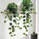Fake Plants 2 Pcs Faux Pothos Plants Potted Indoor Artificial Hanging Plants Realistic Fake Greenery Table Desk Bathroom Office Bedroom Living Room Shelf Modern Farmhouse Decor Outdoor