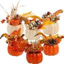 winemana Fall Decorations for Home - Set of 6 Artificial Pumpkin, Berry & Pine Cone Table Centerpiece for Office, Thanksgiving, Bathroom Kitchen Autumn Decor (Mixed-3)