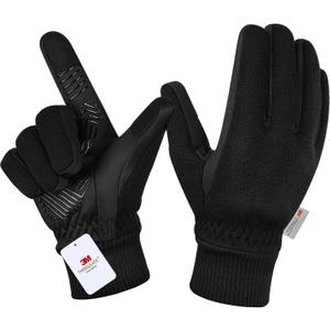 MOREOK Winter Gloves for Men/Women -10F 3M Thinsulate Warm Touch Screen Snow Ski Bicycle Bike Gloves for Driving/Cycling/Running/Hiking (XX-Large, black)