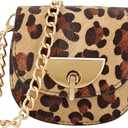 Women Fanny Waist Bag PU Leather Belt Bag for Women Fanny Pack Mini Belt Bag Crossbody Waist Purse Y2K Chain Bag Detachable (Leopard)