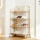 4-Tier Shoe Rack, Freestanding Metal Shoe Storage Organizer for Entryway, Large Capacity Shoe Shelf with Top Handle, Space-Saving Shoe Stand for Closet, Hallway, Bedroom & Small Spaces (White, 4-Tier)
