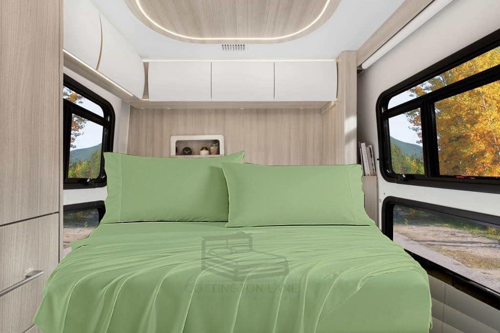 Cottington Lane 4 Piece Three Quarter 48 x 75 Size Sheet Set, Hotel Quality Bedding Ultra Soft Microfiber 8 to 12 Inch Deep Pocket Bed Sheets, Sage