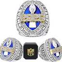 2025 Fantasy Football Championship Ring | Heavy FFL Champion Trophy Ring | Gold Silver Tone Plated Award Trophy for Fantasy Football League Winner