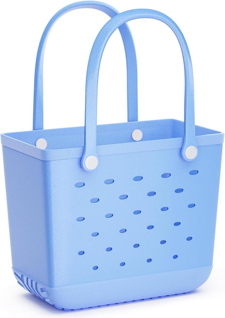 WOOWAVE Beach Bag Rubber Tote, Waterproof Sandproof Open Hand Bag for Swim Pool Beach Travel , 14.5*X5*X12.6*