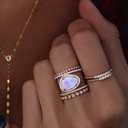 Bohemia Irregular Moonstone Ring - 14K Rose Gold Plated Zircon & Opal Diamond Ring - Transparent Elegant Moonstone Engagement & Cocktail Wedding Band (Size 9)