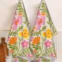 2 x Miss Adola Cute Kitchen Towels Set of 2 - Dish Towels 18 x 26 Inch Microfiber Tea Towel for Home Decorative Flower Plant Spring Soft Reusable & Absorbent Aesthetic Vintage Design