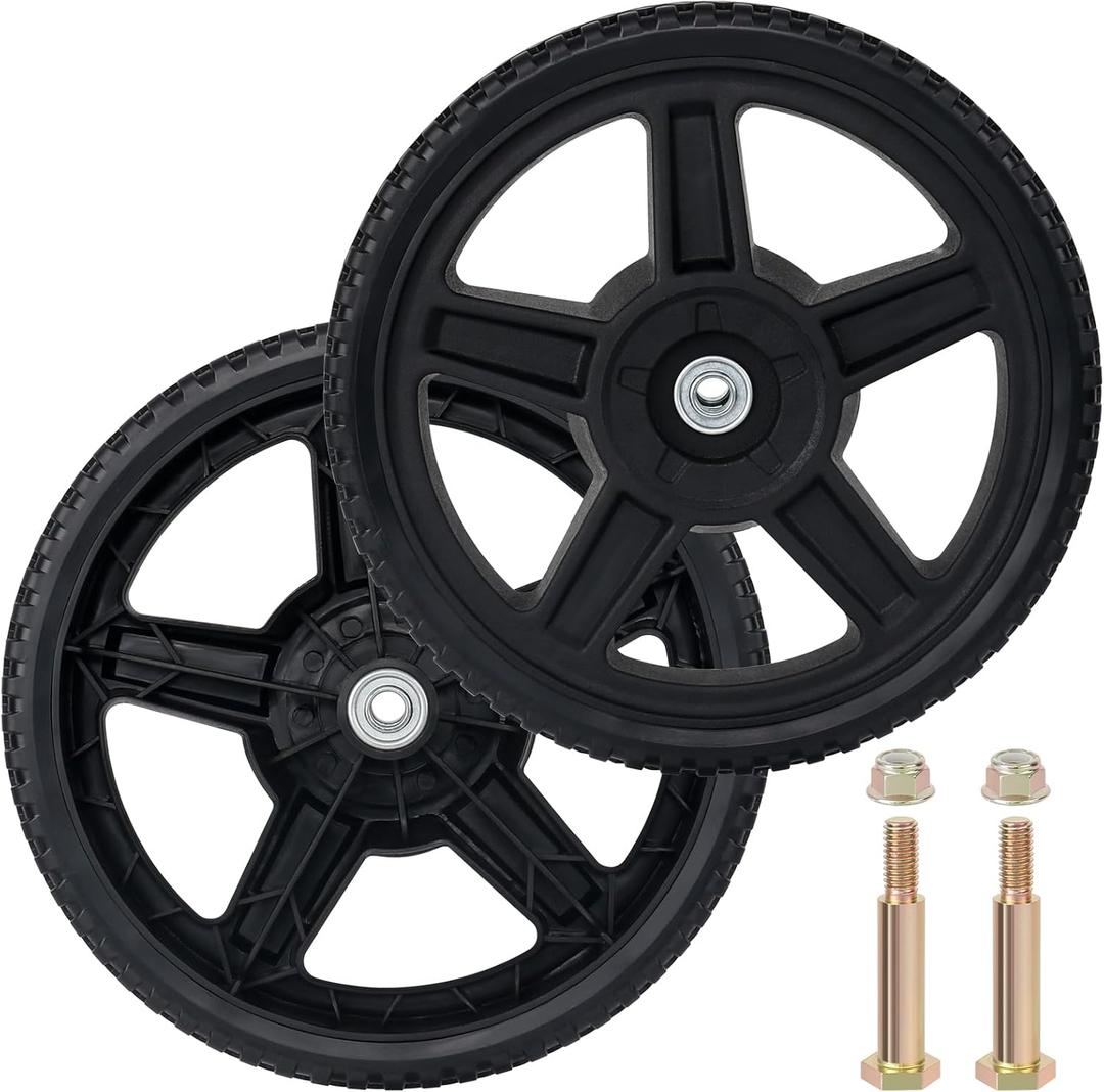 CheeMuii 12 Inch Lawn Mower Wheels 2 Pack 12" Push Lawn Mower Wheels with Bolts and Lock Nuts Kit Fit for Most Standard push Lawn Mowers/Generators/Garden Tillers/Handtrucks