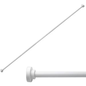 White Shower Curtain Rod Adjustable 43-74 Inch, 1 Inch Diameter Spring Tension Curtain Rod No Drilling Required, Rust-Proof Non-Slip Shower Curtain Rod