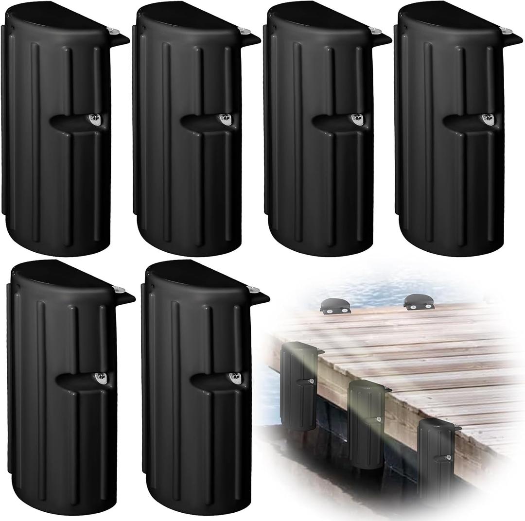 Dock Bumper Fender, Boat Dock Bumpers for Edge or Side, Marine Fender Guard, Vertical Protection, Durable Construction, Includes Mounting Hardware,6 Pack-Black