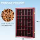 Furnishh 36 Slots Shot Glass Display Case with Lockable Door, Solid Wood Cabinet Collection Holder Wall Mounted Shot Glass Display Storage Box with Removable Shelves, 18"x26", Mahogany