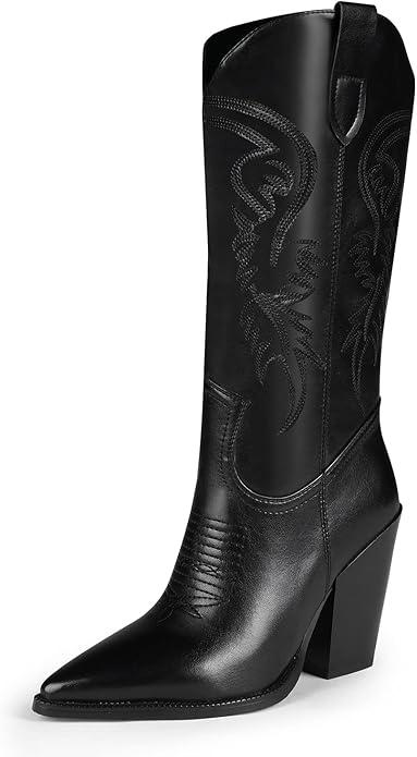 ISNOM Knee High Boots womens Western Boot, US 6