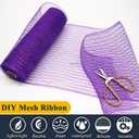 2 Pcs Purple Deco Mesh Ribbon Rolls 10 Inch 10 Yards(30 ft) Decorative Mesh Fabric with Foil for Wreaths Christmas Tree Ribbon Door DIY Craft Halloween Decor Wedding Party Supplies (Purple, 2Pcs)