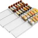 Yieach 4 Tier- 4 Set Acrylic Drawer Spice Organizer - Expandable From 11'' to 22'' Seasoning Drawer Organizer,Clear Spice Drawer and In Drawer Spice Rack,Jar,Spice Organization for Cabinet Drawer