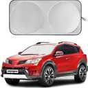 Veapgoo Car Windshield Sun Shade Window Cover Shade Interior Sun Protection 69inX35in, UV Rays and Sun Heat Protector, Prevents Dashboard Fade and Crack (Silver)