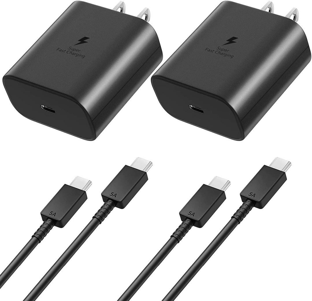 2Pack 45W for Samsung Fast Charger Type-C USB-C for Samsung Galaxy S24 Plus, Galaxy S24 Ultra, Galaxy S23 Ultra, Galaxy S25+, Galaxy S25 Ultra, Galaxy Z Fold 6 5 4 3, EP-TA845 Super Fast Charging Wall