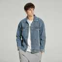 Denim Jacket Men Vintage Autumn and Winter Tops Mens Denim Trucker Jacket, XL