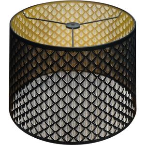 ALUCSET Drum Lampshade 14" Top x 16" Bottom x 11" High (Spider) Large Lamp Shade Replacement for Table Lamps and Floor Lamp Modern Lamp Shades, Black and Gold Lampshades with Etched Arrow Pattern
