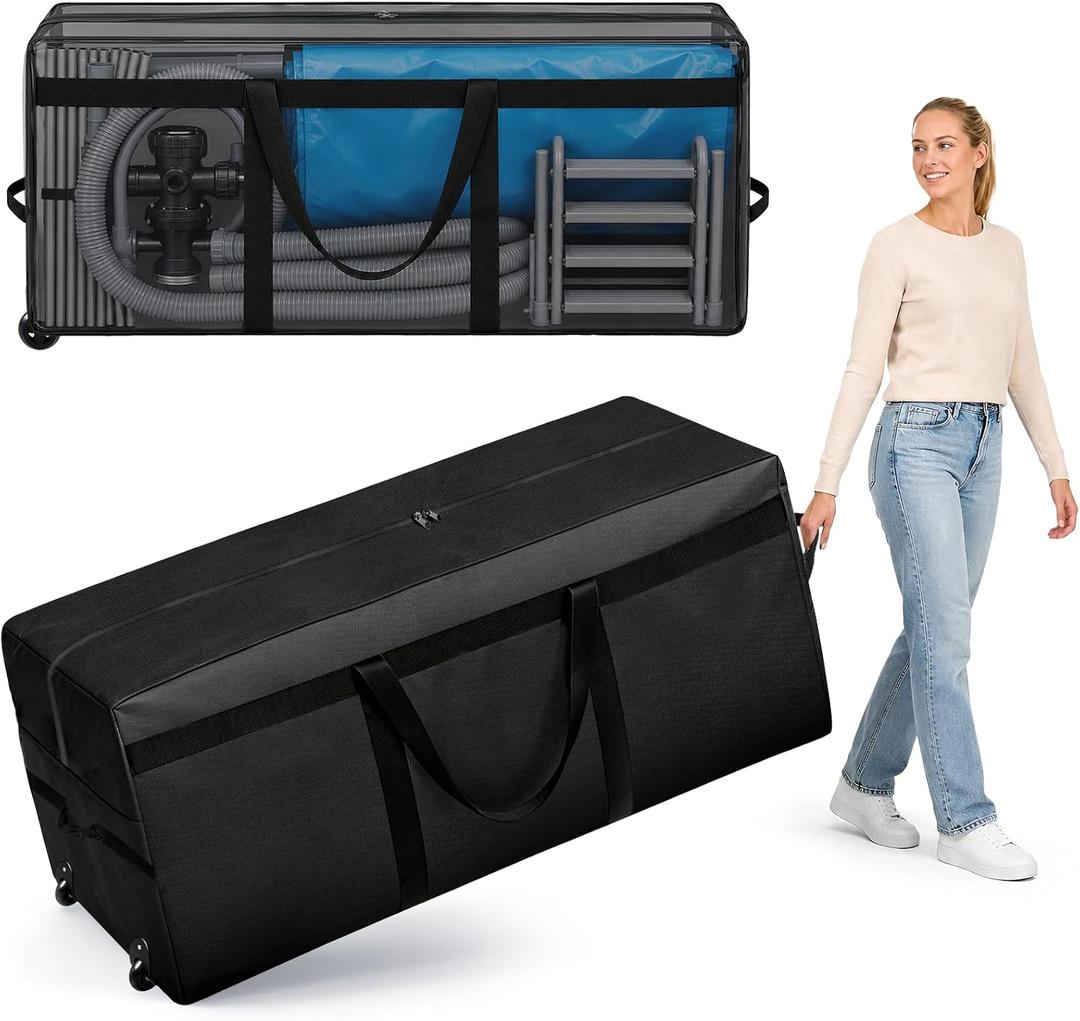 Storage Bag Extra Large for Aboveground Inflatable Frame Pools
Rolling wheel base, 6 storage straps, waterproof exterior, damp-proof liner & sealed zipper for frame pool seasonal storage