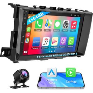 Car Radio for Nissan Altima 2013-2018, Support Wireless Carplay Android Auto, 9' Touch Screen GPS Navigation Head Unit, FM Bluetooth Car Stereo