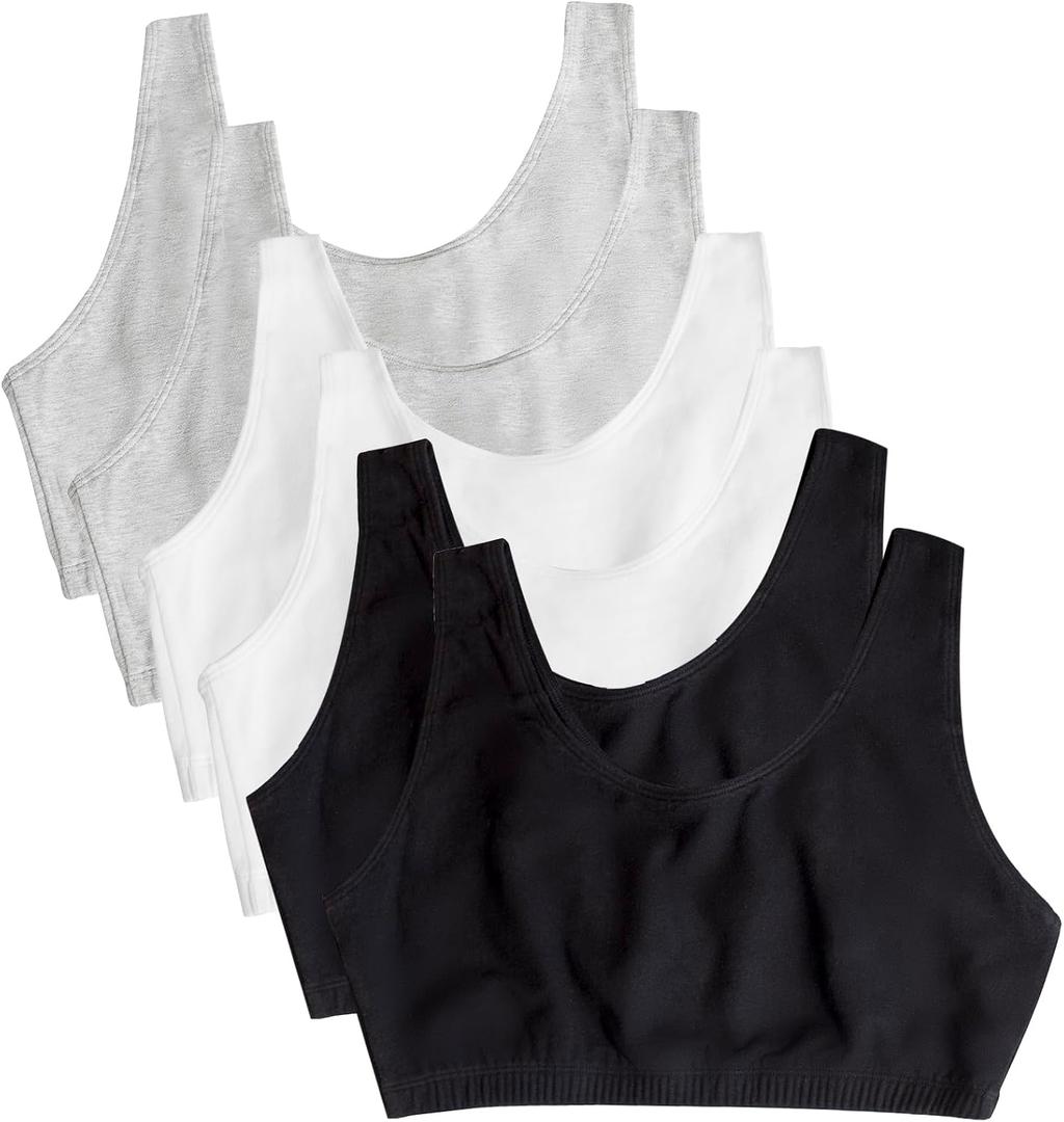 Fruit of The Loom Women's Multi-Pack Tank Top Style Sports Bra (34, Black/ White/Heather Grey)