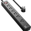 6Ft Power Strip Surge Protector - Yintar Extension Cord with 6 AC Outlets and 3 USB Ports for for Home, Office, Dorm Essentials, 1680 Joules, ETL Listed, (Black) (6 Outlets, Black)