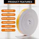33Feet Weather Stripping Seal (1/2" x 1/4") for Door Window, High Density Foam Tape, Soundproofing, Insulation Strip, Door Sealers for Door Frame- White