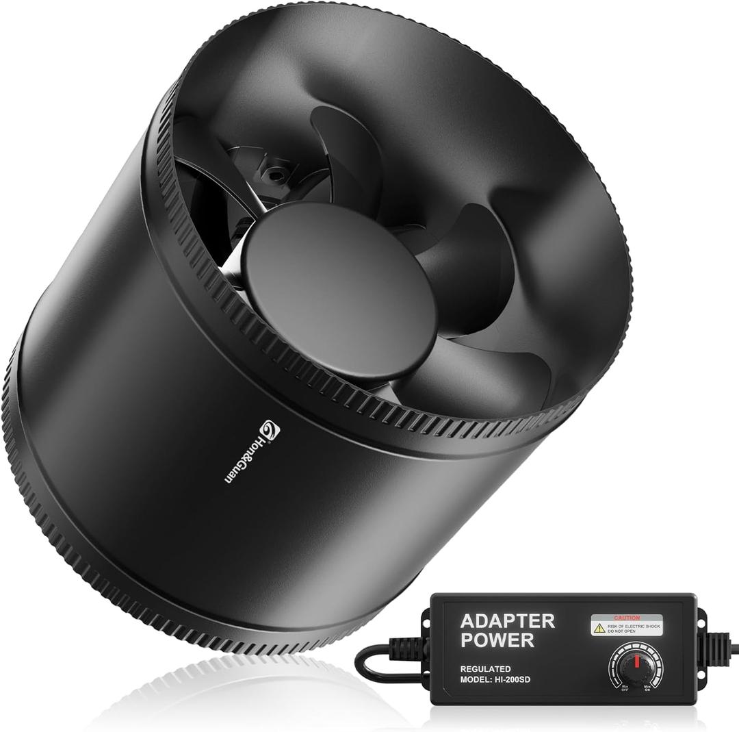 Hon&Guan 8 Inch Inline Booster Duct Fan with Speed Controller  623 CFM Airflow with 44W UltraLow Power and Low Noise