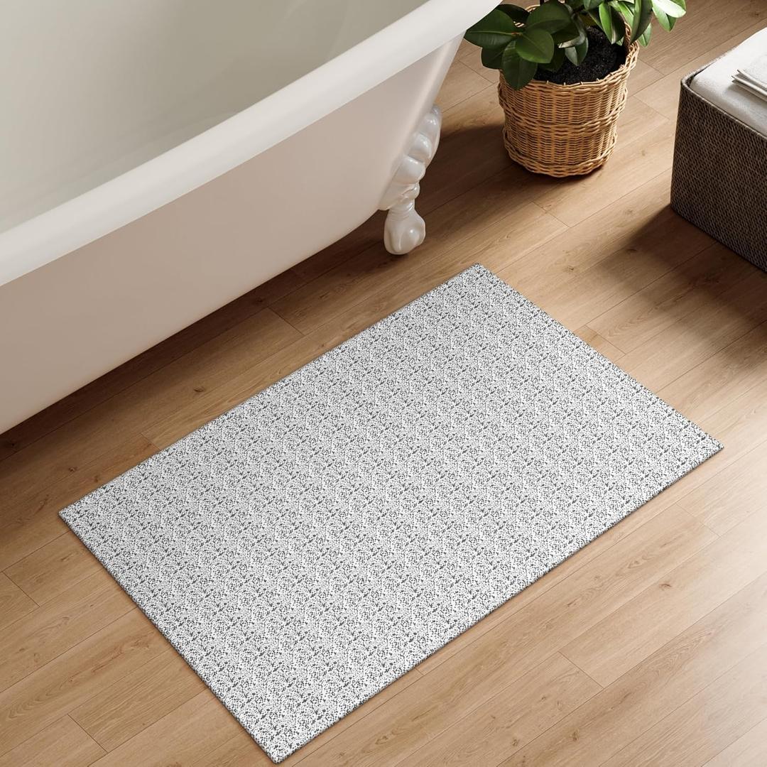 Collive Small Bathroom Rug 2x3, Washable Entryway Rugs Rubber Backed Indoor Doormat, Gray Woven Cotton Kitchen Carpets Boho Farmhouse Throw Mat for Bedroom Entrance Front Door (Grey)