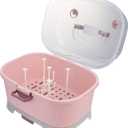 Baby Bottle Drying Rack Bottle Storage Box Portable Baby Bottle Storage Organizer with Lid for Kitchen Cabinet (Pink)