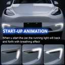 LED Daytime Running Lights (DRL) for 2021-2023 Tesla Model Y with Dynamic Amber Turn Signals + 6500K White DRL | Plug & Play Direct Fit | Startup Animation | IP67 Waterproof (1 Pair)