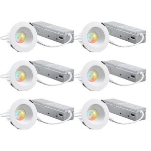 TORCHSTAR 2 Inch Recessed LED Light, 5CCT Dimmable 600lm Canless Recessed Ceiling Light, Baffle Trim Anti-Glare LED Downlight, CRI90+, IC Rated, ETL Listed, 2700K-5000K Selectable, Pack of 6