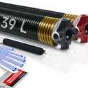 Pair of 2" Garage Door Torsion Springs Set with Non-Slip Winding Bar & Gloves,High Precision Electrophoresis Black Coated, for Replacement & Installation, MIN 16,000 Cycles (0.250x2''x39'')