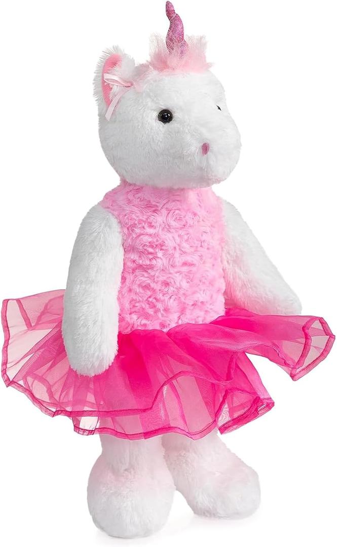Ballerina Unicorn Stuffed Animal Cute Plush Unicorn in Tutu Skirt Birthday Dance Recital Gifts for Girls Kids 21White