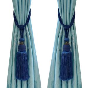 Selling Wonderful Curtain Holdbacks Curtains Tiebacks Home Decorative Braided Buckle Fastener Accessories Window Drapery Ball Tassels Tiebacks, Set of 2 (Blue)
