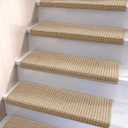 Brakki Bullnose Carpet Stair Treads, Stair Treads for Wooden Steps Indoor Runner and Pets, Non Slip Soft Edging Staircase Protectors, Washable, 29.5"x9.5"x1.5" 14pcs, Beige and Cream