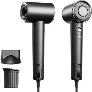 Hair Dryer, 130000RPM High-Speed Brushless Motor Blow Dryer for Fast Drying, 400 Million Negative Ions Hair Dryers for Women, Hair Blow Dryer with Nozzle & Fragrance Essence Capsule (Grey) (Large)