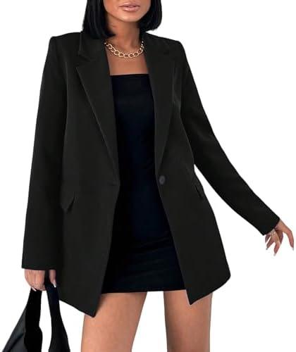 Women Fall 2026 Blazers Business Casual Long Sleeve Lapel Pockets Dressy Suit Jackets Work Office Outfits Lapel Pockets Size L