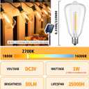 ST38 LED Solar Replacement Bulbs,1W Equal to 5W,DC 3V Plastic E12 Screw Base Shatterproof & Waterproof Globe Bulbs Light for Outdoor String Lights,Patio Cafe Bistro Decor, 2700K Warm White, 25 Pack