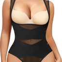 Nebility Thong Shapewear Bodysuit for Women Tummy Control Body Shaper Faja Seamless Waist Trainer Corset Stomach Girdles (Large)