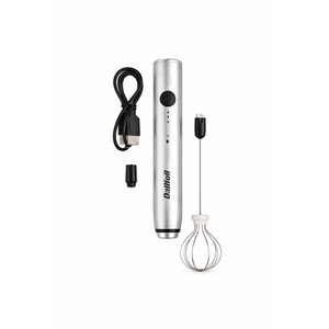 Milk Frother Handheld, Dallfoll USB Rechargeable Electric Foam Wand Maker for Coffee, 3 Speeds Mini Milk Foamer Drink Mixer with 2 Whisks for Bulletproof Coffee Frappe Latte Cappuccino Hot Chocolate, Silver