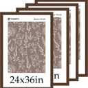 24x36 Poster Frame - 4 Pack, Brown Wood Picture Frame, Suitable for Photos, Puzzles, Paintings & Maps, Wall Hanging